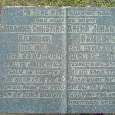 BANNINK Arend Johannes 1867-1943 &amp; Johanna Christina NEL 1871-1943