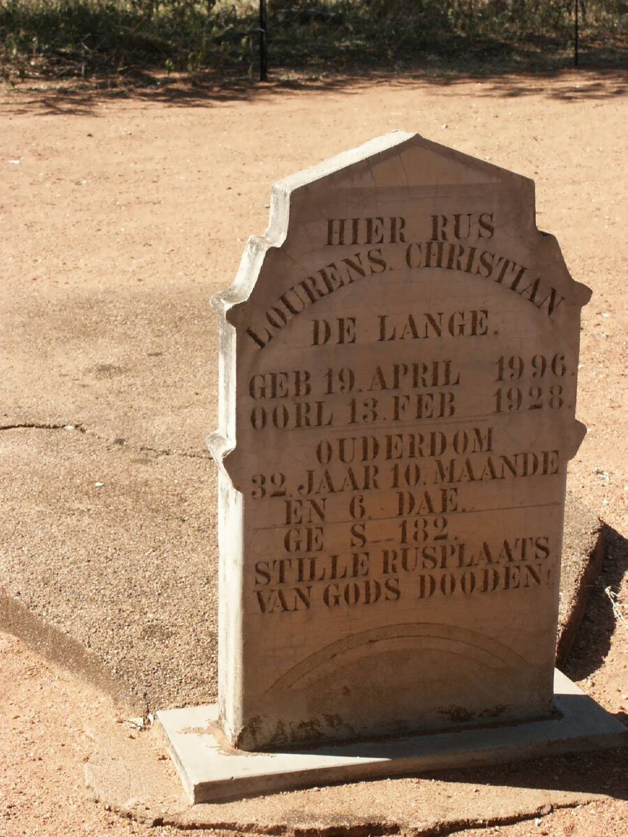 LANGE Lourens Christian, de 1896-1928