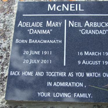 McNEIL Neil Arbuckle 1911-1992 &amp; Adelaide Mary BARAGWANATH 1911-2011