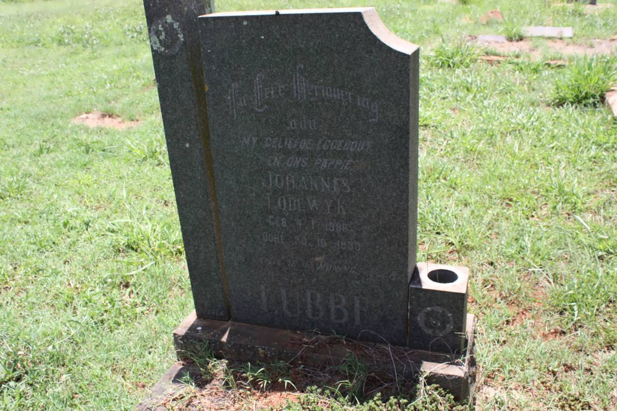 LUBBE Johannes Lodewyk 1886-1930