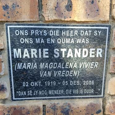 STANDER Maria Magdalena voorheen VIVIER / VAN VREDEN 1919-2006
