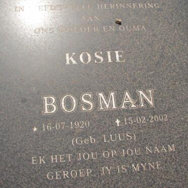 BOSMAN Kosie nee LUUS 1920-2002