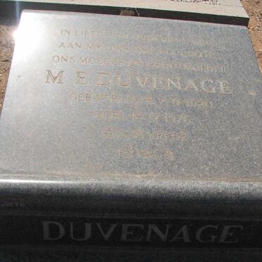 DUVENHAGE M.E. nee VERMAAK 1920-1976