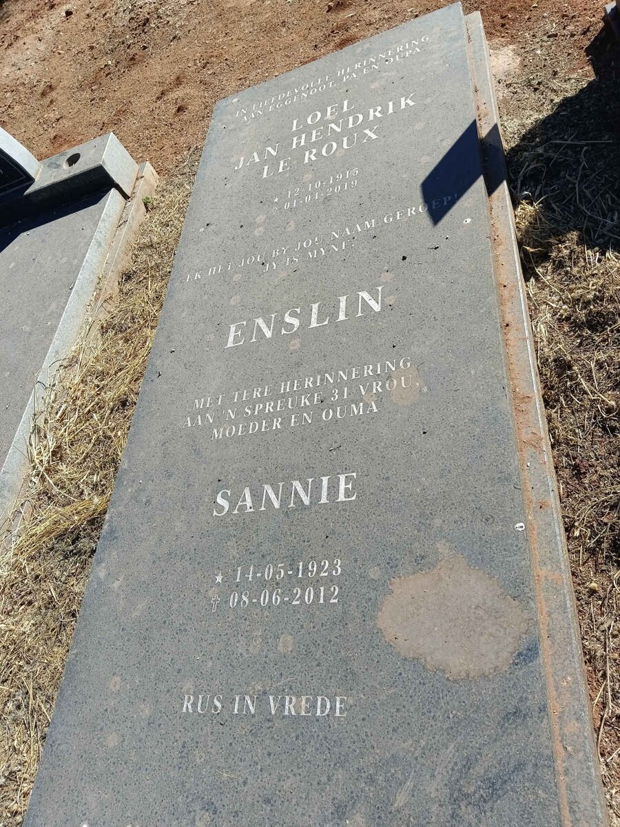 ENSLIN Loel Jan Hendrik le Roux 1915-2019 & Sannie 1923-2012