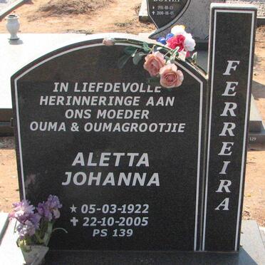 FERREIRA Aletta Johanna 1922-2005