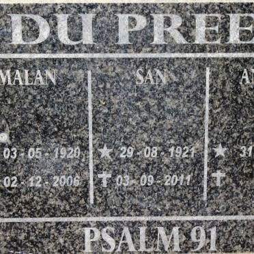 PREEZ Malan, du 1920-2006 &amp; San 1921-2011 :: DU PREEZ Andre 1953-