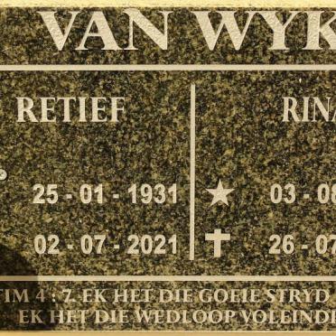 WYK Retief, van 1931-2021 &amp; Rina 1937-2013