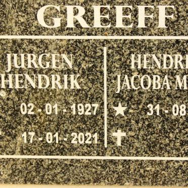 GREEFF Jurgen Hendrik 1927-2021 &amp; Hendrina Jacoba Maria 1929-