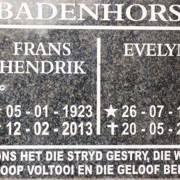 BADENHORST Frans Hendrik 1923-2013 &amp; Evelyn 1922-2007