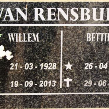 RENSBURG Willem 1928-2013 &amp; Bettie 1925-2018