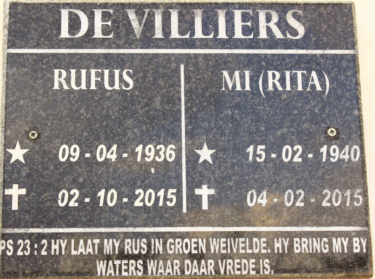 VILLIERS Rufus, de 1936-2015 &amp; M.I. 1940-2015