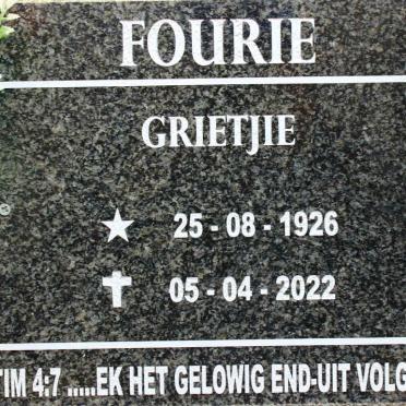 FOURIE Grietjie 1926-2022