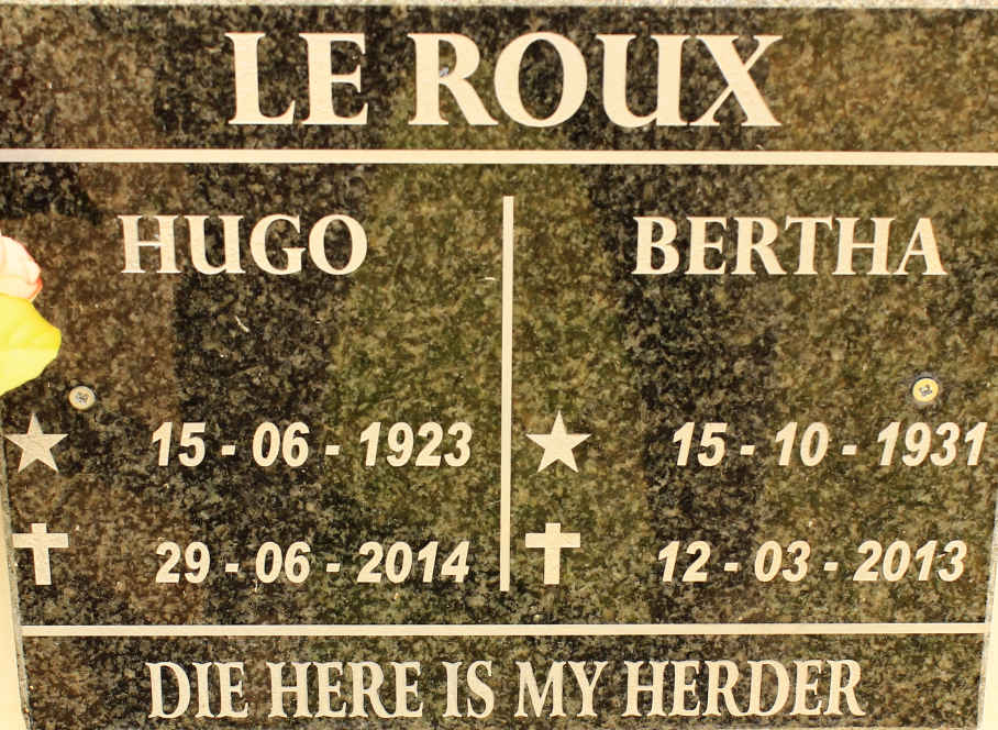 ROUX Hugo, le 1923-2014 &amp; Bertha 1931-2013