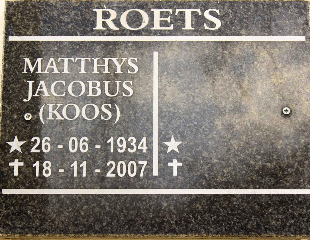 ROETS Matthys Jacobus 1934-2007