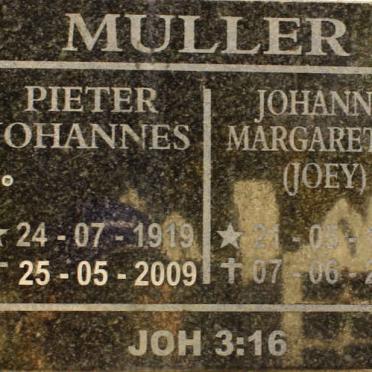 MULLER Pieter Johannes 1919-2009 &amp; Johanna Margaretha 1918-2005