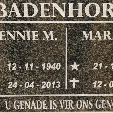 BADENHORST Hennie M. 1940-2013 &amp; Maria M. 1928-2021