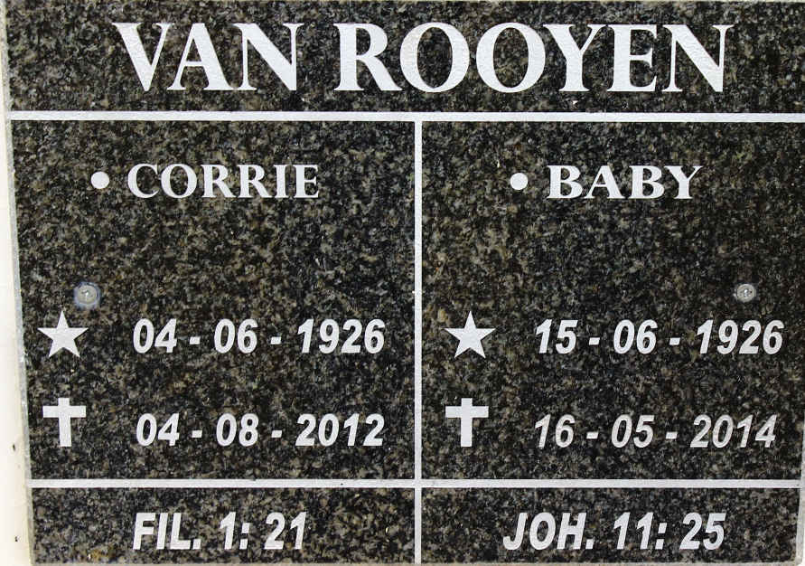 ROOYEN Corrie, van 1926-2012 &amp; Baby 1926-2014