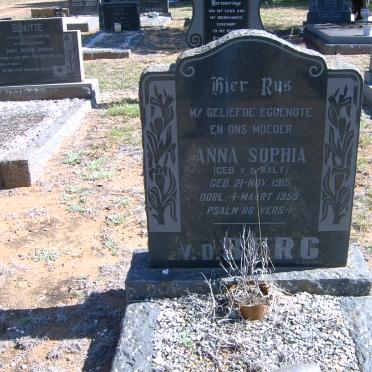 BERG Anna Sophia, v.d. nee V.D. WALT 1915-1959