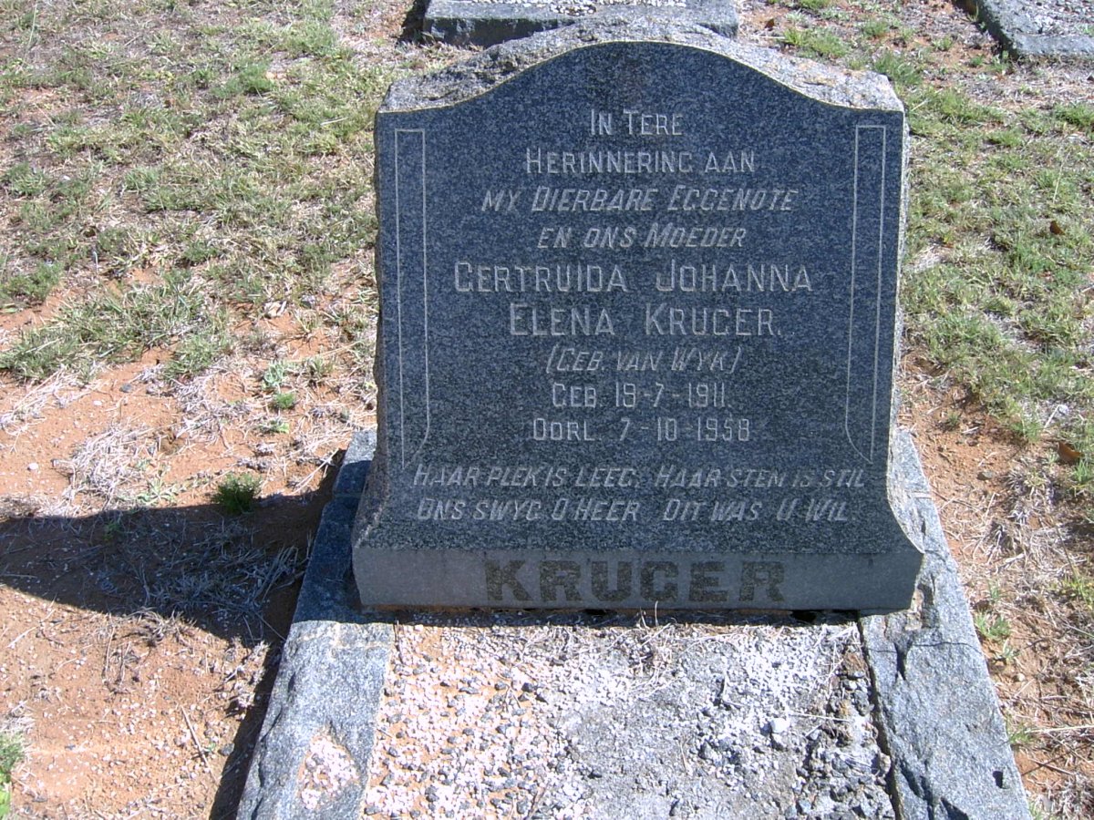 KRUGER Gertruida Johanna Elena nee VAN WYK 1911-1958