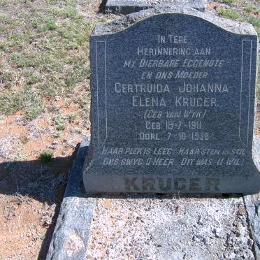 KRUGER Gertruida Johanna Elena nee VAN WYK 1911-1958