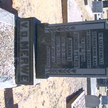 MERWE Francois Petrus Johannes, v.d. 1880-1996