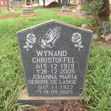 ROUX Wynand Christoffel 1919-2005 & Johanna Maria nee LANGE, de 1923-2005