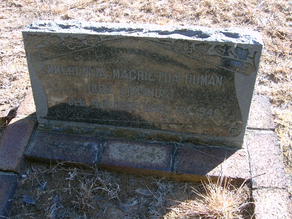 HUMAN Emmerentia Magrietha nee ERASMUS 1893-1946
