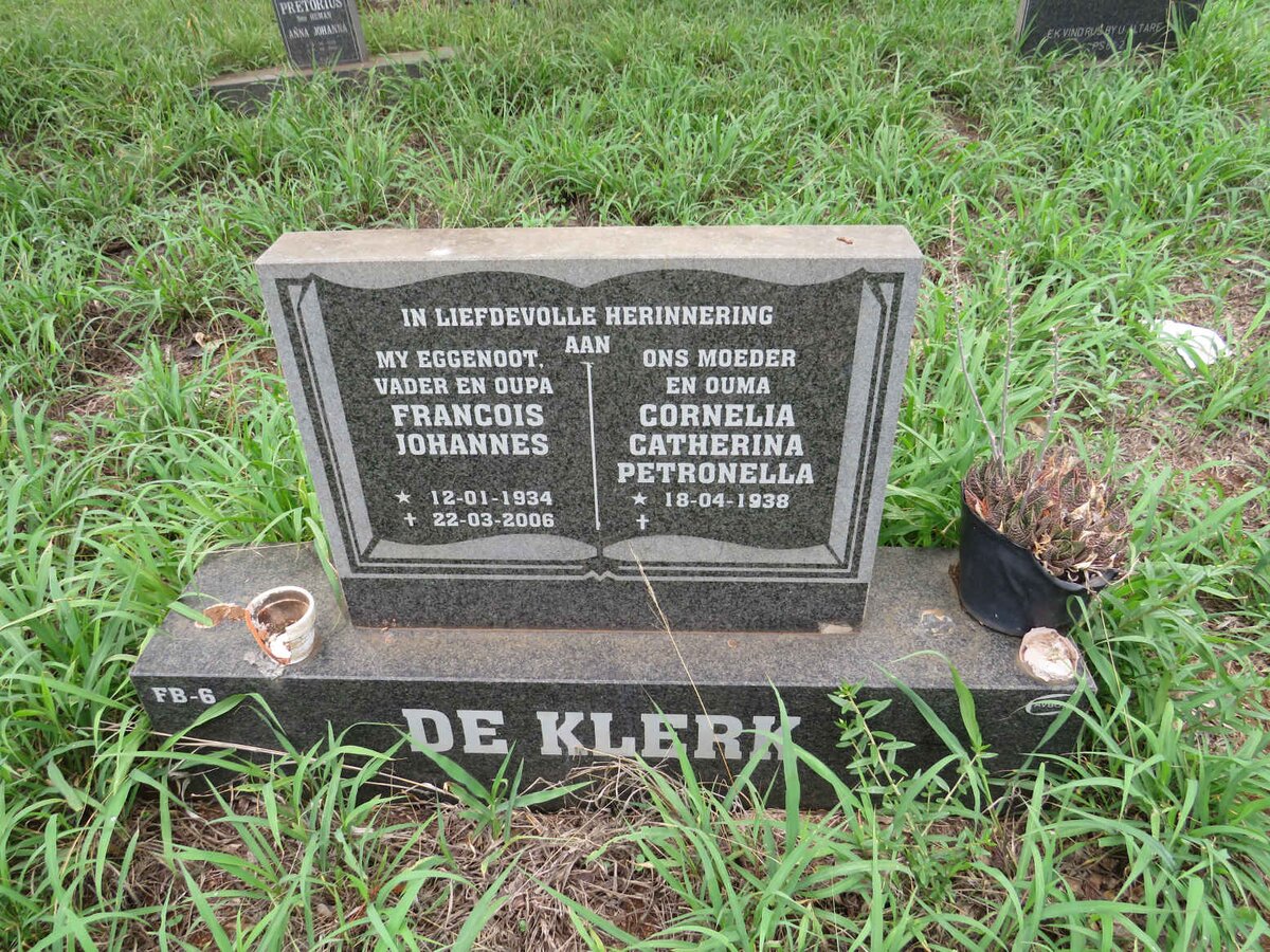 KLERK Francois Johannes, de 1934-2006 & Cornelia Catherina Petronella 1938-