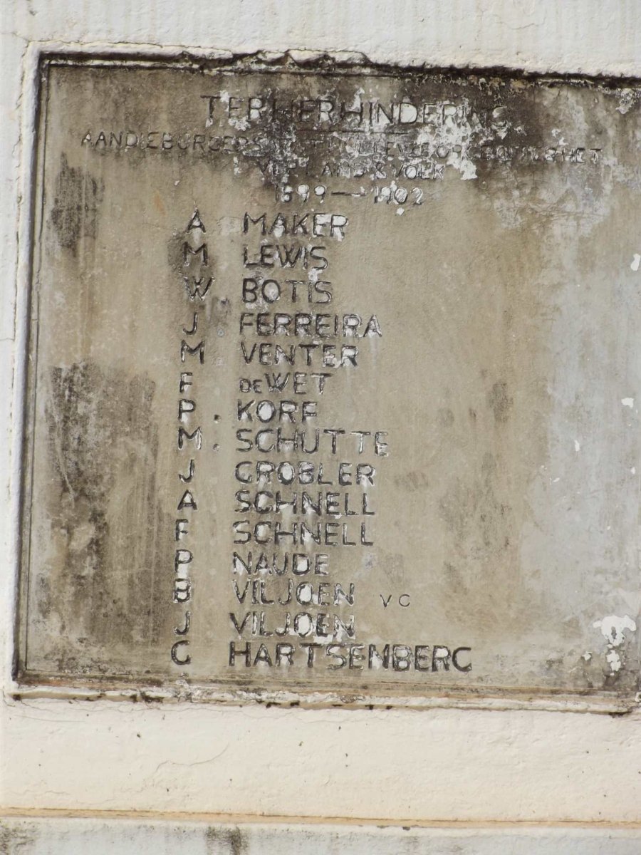 3. Gedenkplaat: Burgers - Anglo Boere Oorlog 1899-1902