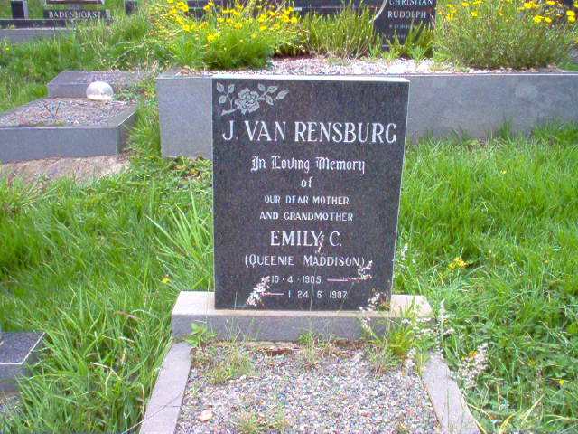 RENSBURG Emily C., J. van nee MADDISON 1905-1987