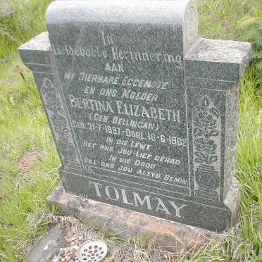 TOLMAY Bertina Elizabeth nee BELLINGAN 1897-1962