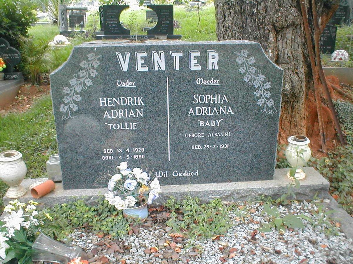 VENTER Hendrik Adrian 1920-1990 &amp; Sophia Adriana ALBASINI 1931-