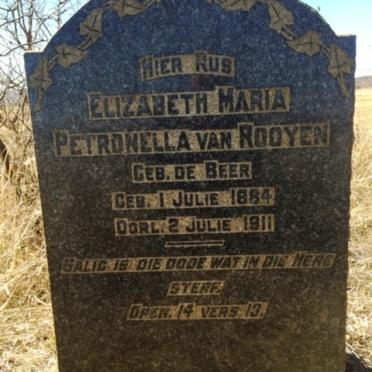 ROOYEN Elizabeth Maria Petronella, van nee DE BEER 1884-1911