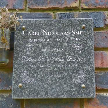 SMIT Carel Nicolaas 1932-2018 &amp; Helen Rose BURKE 1934-2018