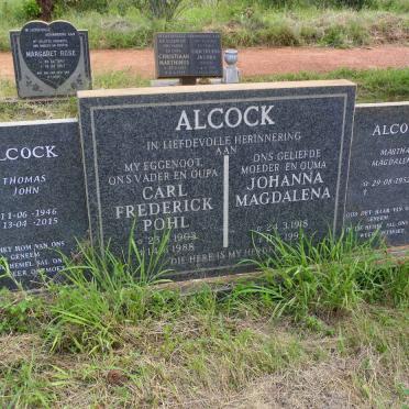ALCOCK Carl Frederick Pohl 1903-1988 &amp; Johanna Magdalena 1918-1993