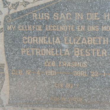 BESTER Cornelia Elizabeth Petronella nee ERASMUS 1901-1952