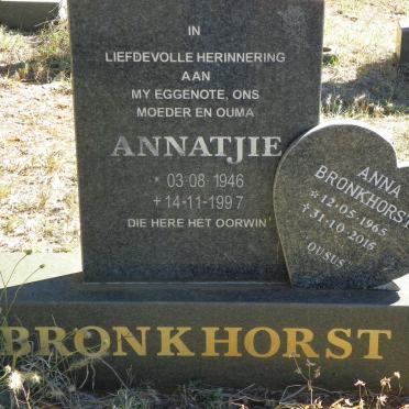 BRONKHORST Annatjie 1946-1997 :: BRONKHORST Anna 1965-2015