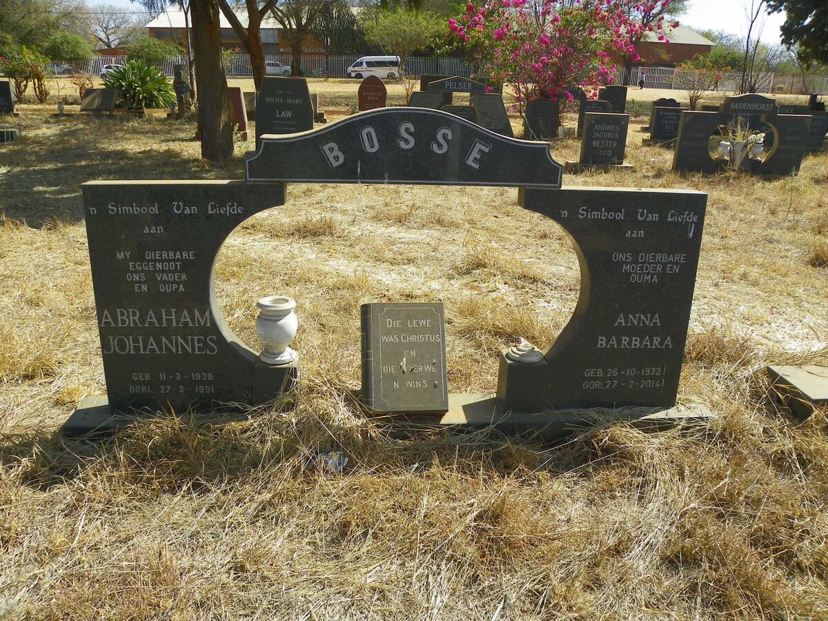 BOSSE Abraham Johannes 1938-1991 & Anna Barbara 1932-2014