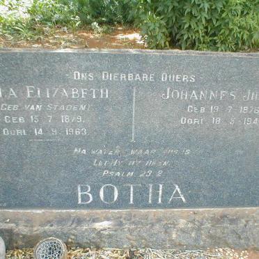 BOTHA Johannes Jurie 1876-1940 &amp; Heila Elizabeth VAN STADEN 1879-1963