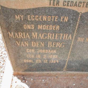 BERG Maria Magrietha, van den geb. JORDAAN 1895-1954
