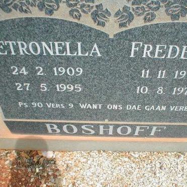 BOSHOFF Frederick 1908-1974 &amp; Petronella 1909-1995