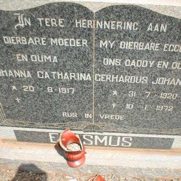 ERASMUS Gerhardus Johannes 1920-1972 &amp; Johanna Catharina 1917-
