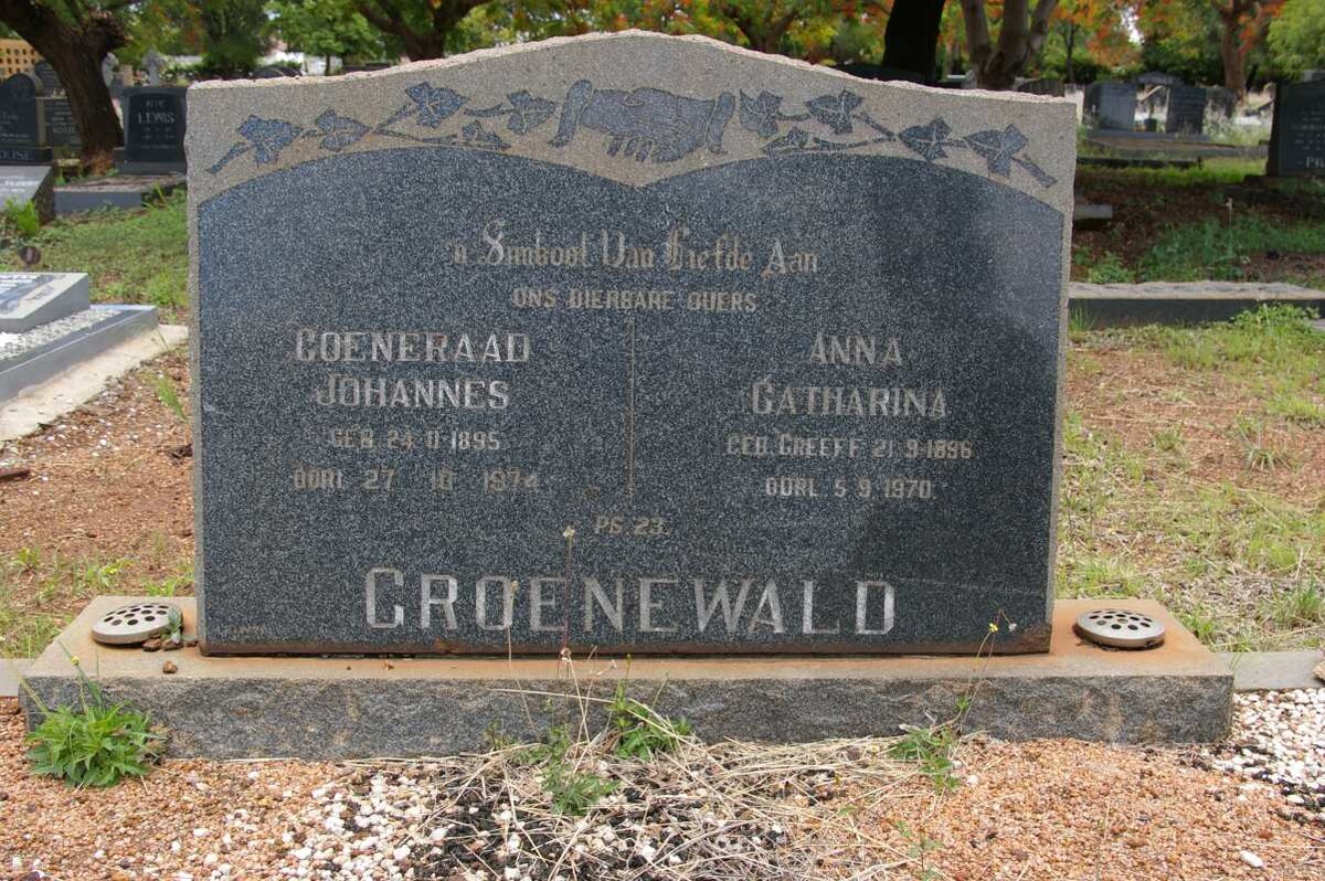 GROENEWALD Coeneraad Johannes 1895-1974 &amp; Anna Catharina GREEFF 1896-1970