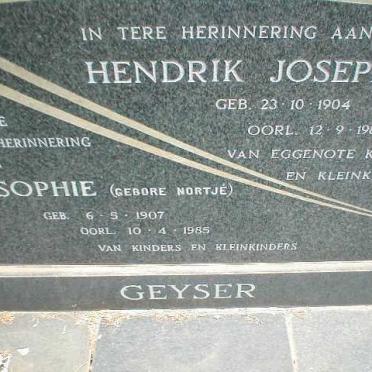 GEYSER Hendrik Josephus 1904-1981 &amp; Sophie NORTJE 1907-1985
