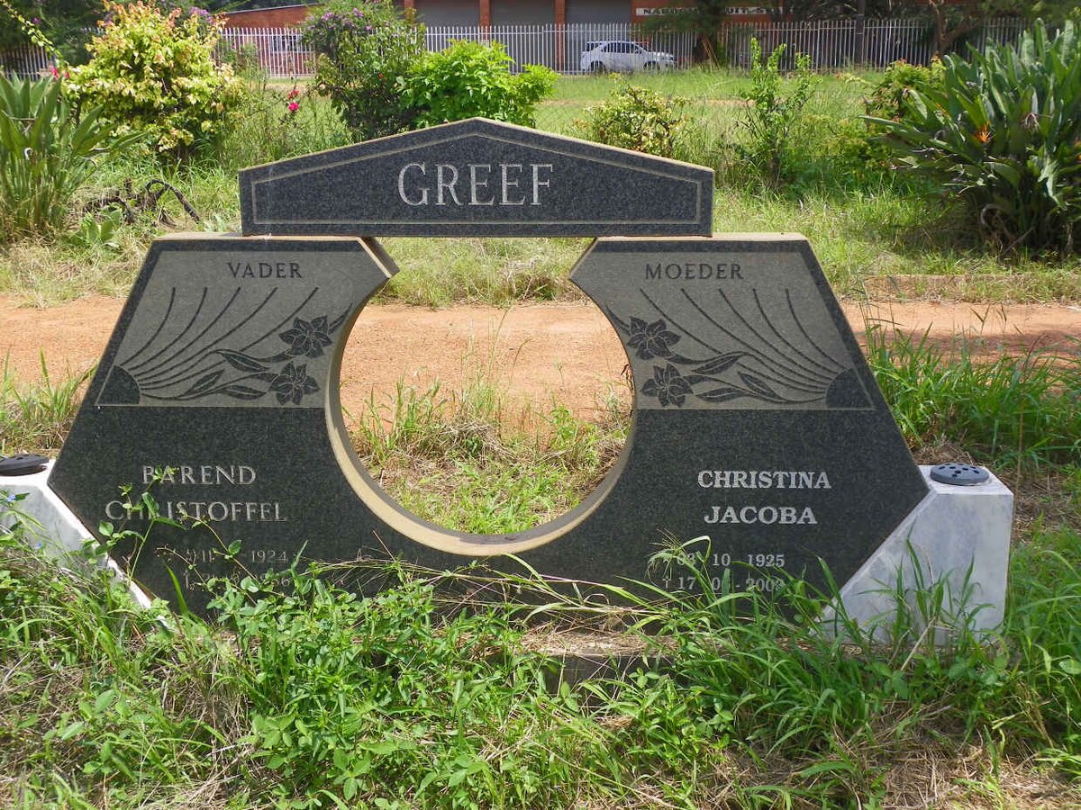 GREEF Barend Christoffel 1924-1986 &amp; Christina Jacoba 1925-2003