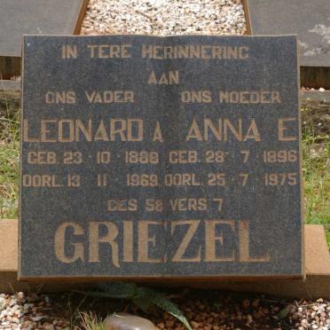 GRIEZEL Leonard A. 1888-1969 &amp; Anna E. 1896-1975