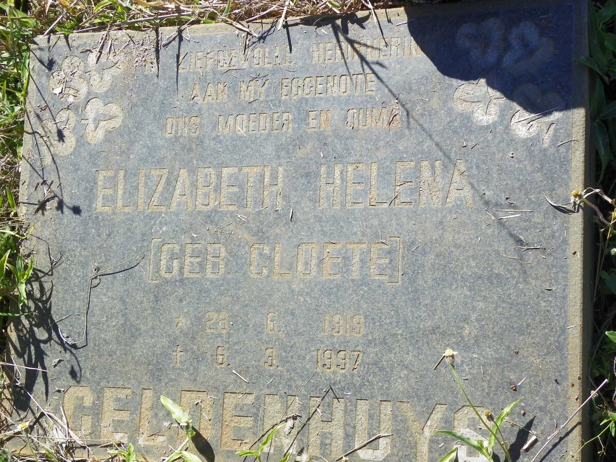 GELDENHUYS Elizabeth Helena nee CLOETE 1919-1997