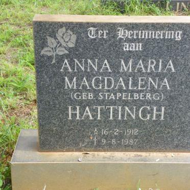 HATTINGH Anna Maria Magdalena nee STAPELBERG 1912-1987