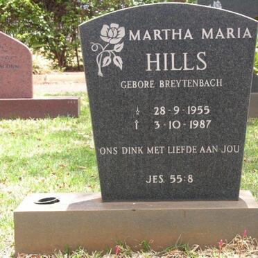 HILLS Martha Maria nee BREYTENBACH 1955-1987