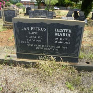 JACOBS Jan Petrus 1920-1990 &amp; Hester Maria 1921-2004